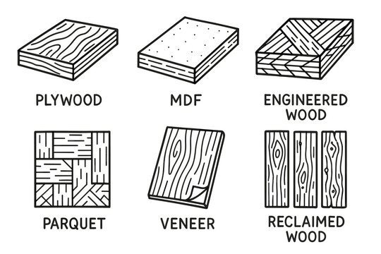 Types of wood: plywood, mdf, engineered, parquet, veneer, reclaimed