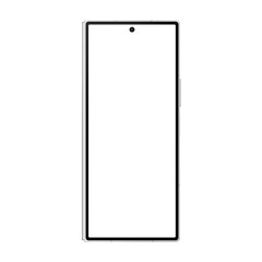 Photo of foldable smartphone similar to android device without background. White color. Template...