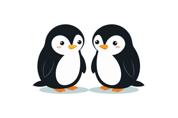 two penguins on a white background