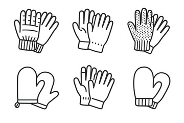 Various glove and mitten styles illustration