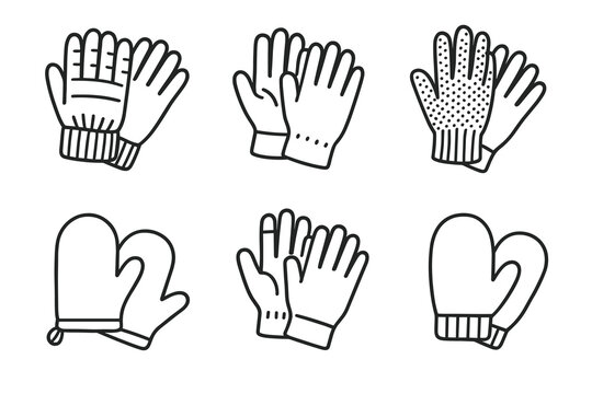 Various glove and mitten styles illustration
