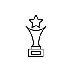 Simple outline icon of a trophy with a star on top against a white background