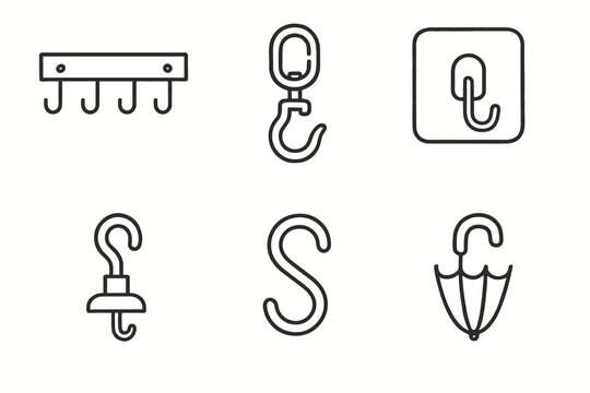 Minimalist hook icons set