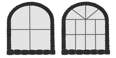 old window in a white wall