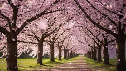 Cherry blossom avenue springtime nature scene - Powered by Adobe