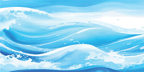 Soothing Blue and White Abstract Watercolor Sea Ripple Texture with Light Brushstroke Details for Relaxed Nautical Backgrounds.  Peaceful Blue and White Handcrafted Watercolor Sea Wave Pattern