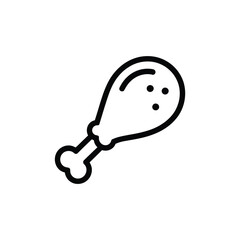 Simple black line art icon of a chicken drumstick on a white background