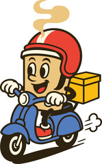 Cartoon Coffee Cup Riding Scooter for Speedy Delivery