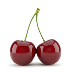 two cherries on a white background