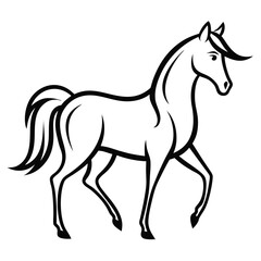 Obraz premium Elegant Arabian Horse Line Art Design A Detailed Vector Illustration for Equine Enthusiasts and Creative Projects Perfect for Logos and More
