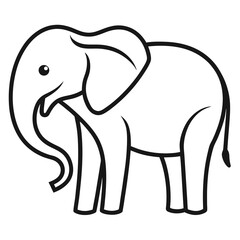 Fototapeta premium Clean Line Art Drawing of an Elephant on a White Background Perfect for Children s Books Illustrations and Designs