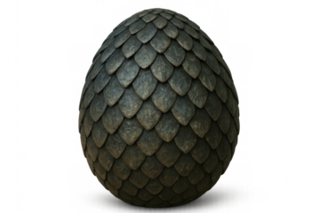 3d rendered dragon egg with detailed scaly texture, glowing mysteriously on transparent backdrop, suggesting mythical power