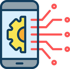 Mobile App Development  Gear Icon Representing System Settings and Connections