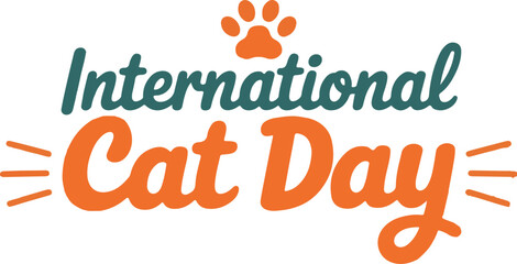 International Cat Day celebration with paw prints feline