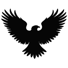 Obraz premium Silhouette of a rising eagle with open wings representing strength, courage, and the spirit of freedom in a bold visual form