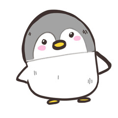 Cute little penguin line drawing 