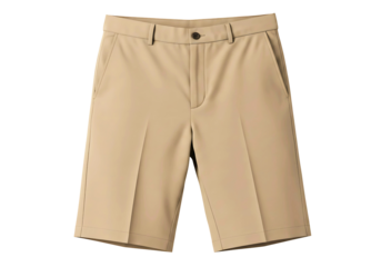 Classic chino shorts with button and zipper front isolated on transparent background