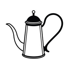 Fototapeta premium Classic coffee pot illustration, black and white vector, elegant vintage kitchenware, minimalist design for restaurant menus or branding