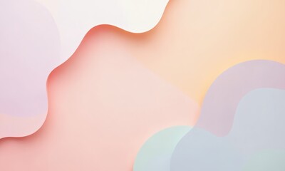 A vibrant abstract composition of pastel paper shapes layered in soft gradients, creating a dreamy and harmonious visual.
