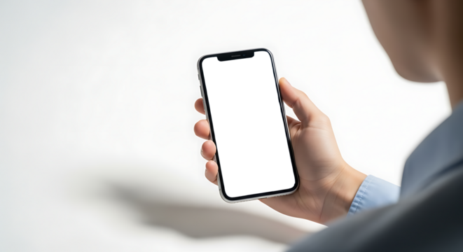 template holding a smartphone with a blank screen for your business message
