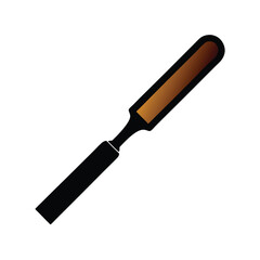Wood carving tool icon, simple black and brown vector, minimalist DIY or craft tool, clean and professional for websites or print