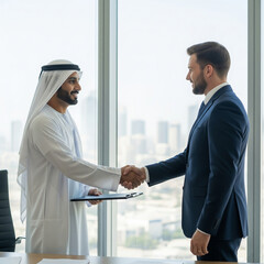 two arab businessmen shaking hands