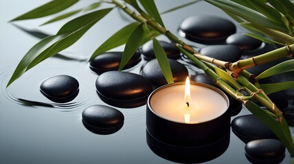 zen stones and bamboo