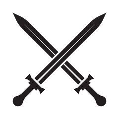 Two Crossed Swords Icon Flat Graphic Design