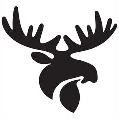 Obraz premium Minimal Moose Logo Design, Silhouette Style Vector Graphic, Clean and Modern Minimalist Moose Icon for Wildlife Branding, Outdoor Adventure, Nature-Based Business, and Rustic Logo Projects 