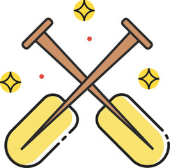 Crossed Wooden Paddle Oars Nautical Emblem Design