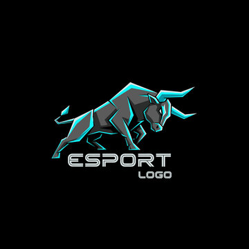 Aggressive Bull Mascot Esport Logo Design for Gaming Teams