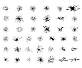 Cracked Hole glass floor collection of hand drawn crack punch effect broken wall glass