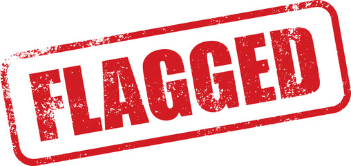 Red Flagged Rubber Stamp Word Text Written in Grunge Vector in Round Border, Vintage, Transparent Background, Svg, Png