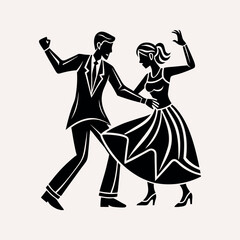 Couple are dancing silhouette vector