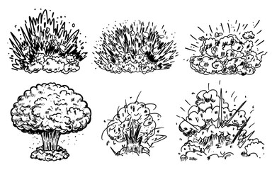 Explosion bomb blast  hand drawn doodle comic bomb