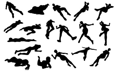 Human body in lying resting relaxing silhouettes poses