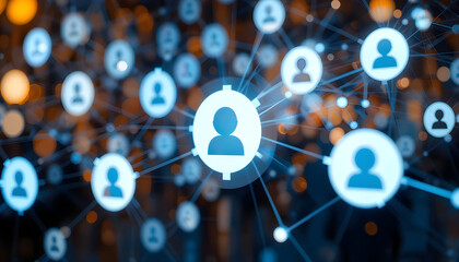 Digital Network Connections with User Icons and Communication Lines