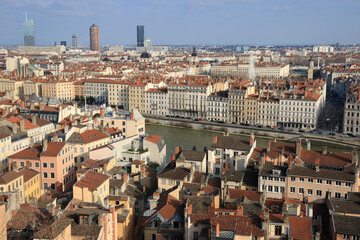 Le Vieux Lyon et la Saône, vus depuis le belvédère de la Montée du Chemin Neuf