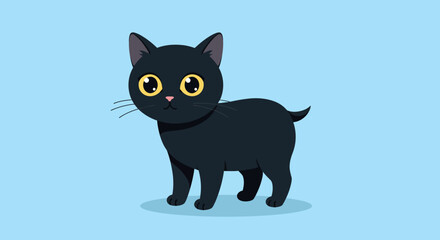 Fototapeta premium Cute black cat vector illustration for pet lovers in flat style