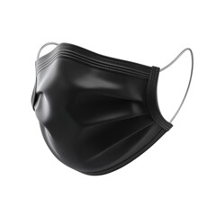 A classic black surgical mask isolated on transparent background (5)
