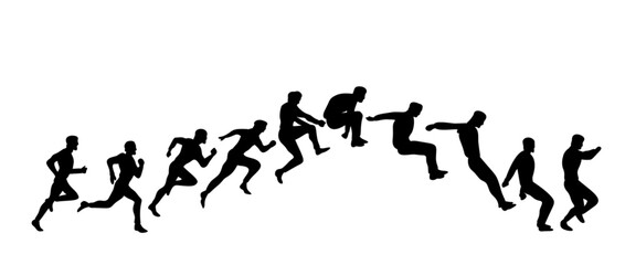Running and Jumping silhouette sequence element