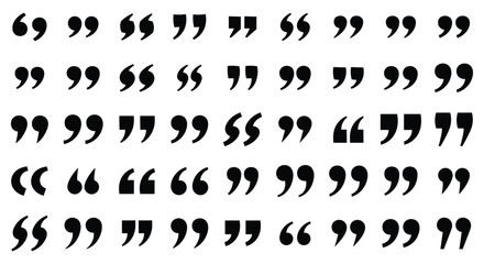 Extensive Collection of Diverse Quotation Mark Styles and Speech Marks Isolated on White Background – Ideal for Typography, Communication, and Editorial Designs