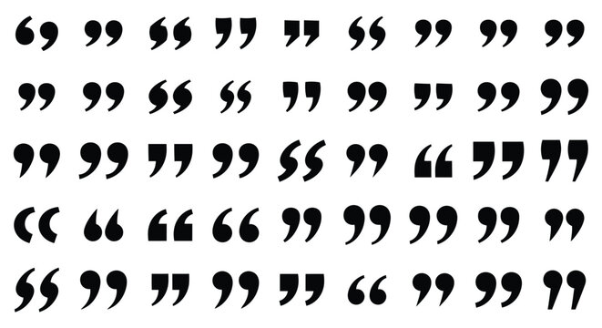 Extensive Collection of Diverse Quotation Mark Styles and Speech Marks Isolated on White Background – Ideal for Typography, Communication, and Editorial Designs