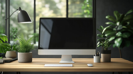 Fototapeta premium an office workspace with modern minimalist