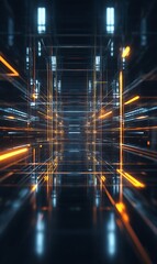 Abstract lines with glowing technology pattern