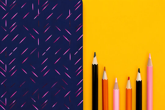 Vibrant Colored Pencils and Stylish Notebook Back to School Supplies