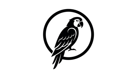 Fototapeta premium Parrot silhouette vector illustration: minimalist wildlife art design for logos and prints