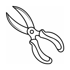 Black and white garden shears illustration on white background
