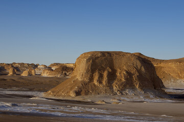 The characteristic rock formations of the Desert of Obstacles in Egypt