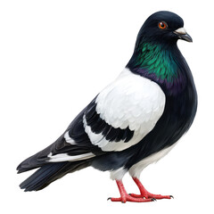 Obraz premium Elegant Pigeon with Striking Black and White Feathers and Iridescent Neck in Profile View